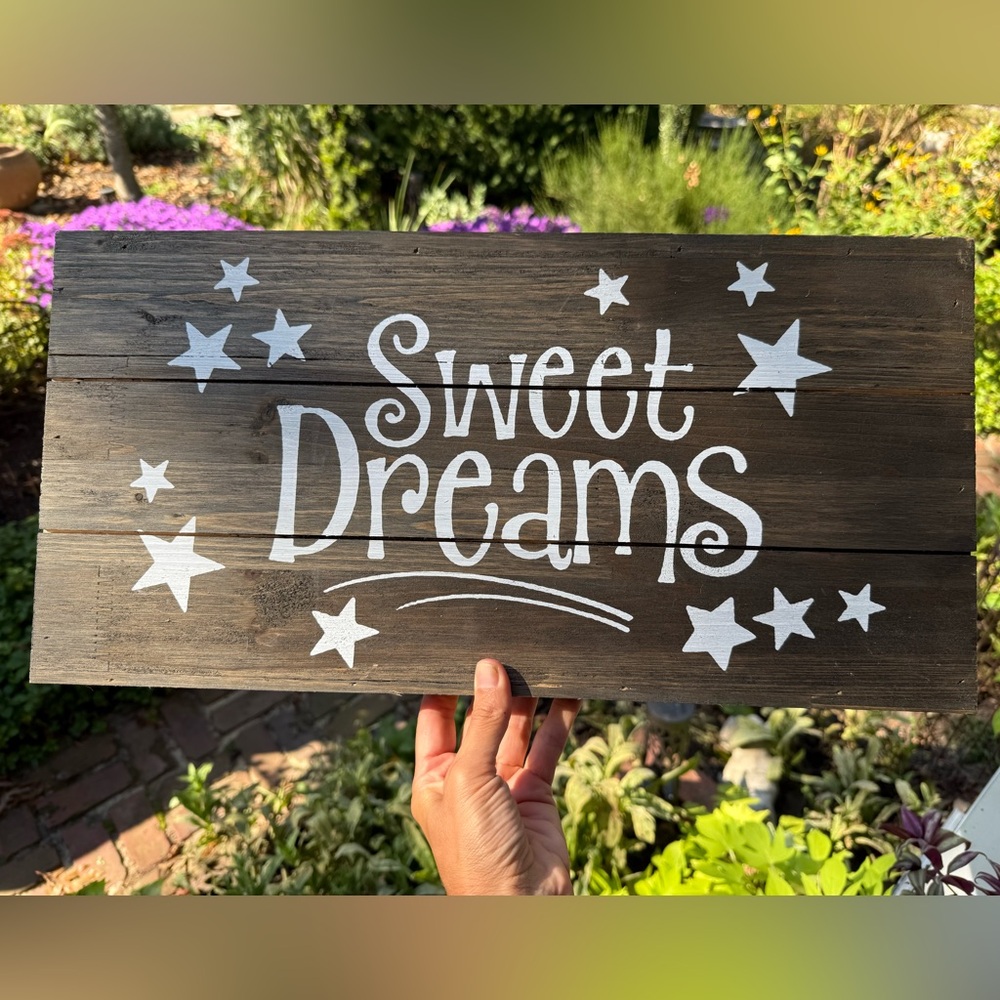 Sweet Dreams Wooden Wall Decor - Brown and White